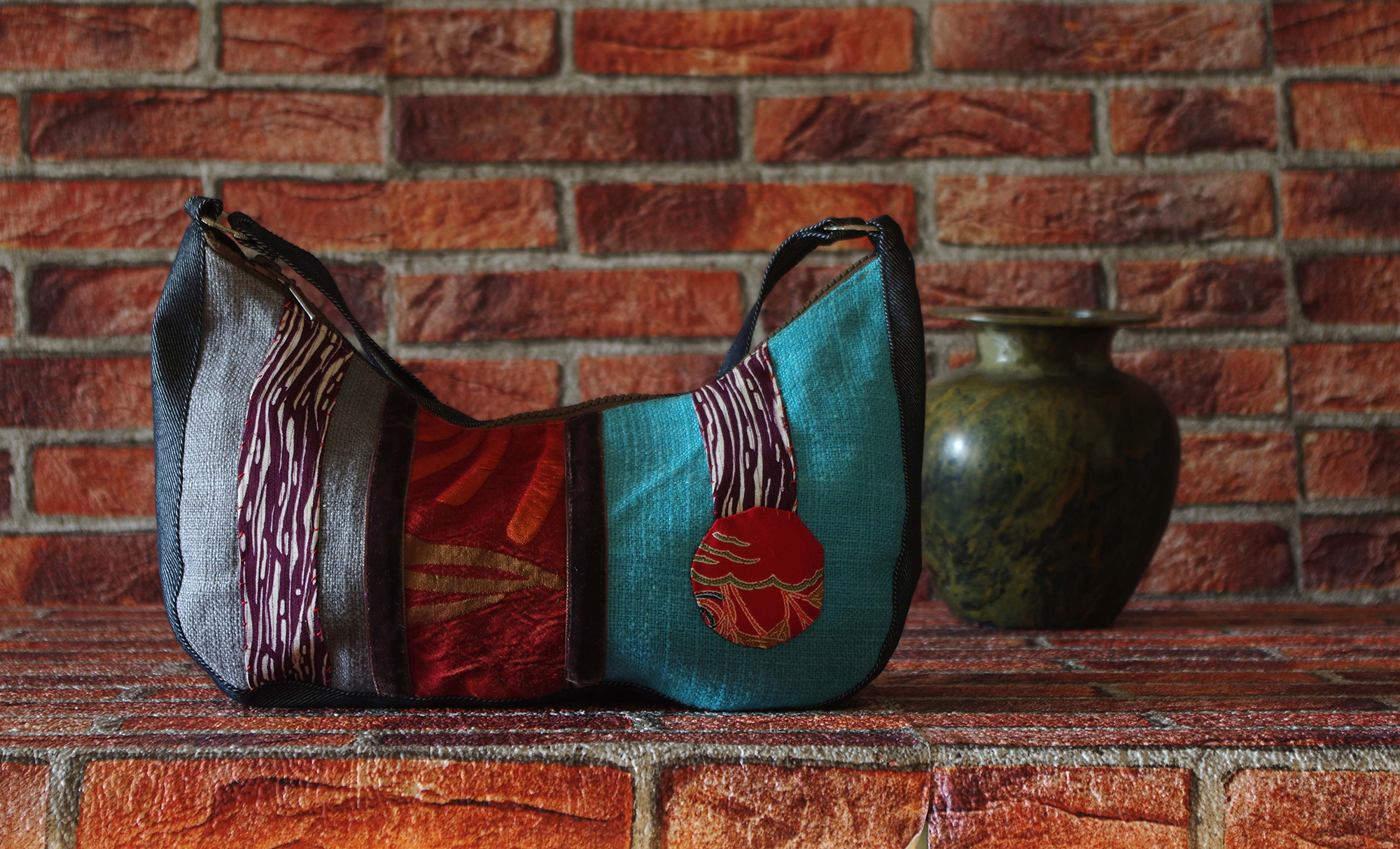 Ines blue bag_silk_vintage_japonese